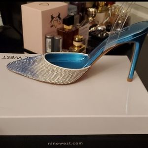 Brand new Nine West blue and silver heel.Nine West